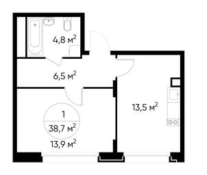 Apartment Sale, 38.7 sq. m. at Peredelkino Blizhnee, Korneya Chukovskogo Street, 1, Vnukovskoye Settlement, Moscow, Russia #2