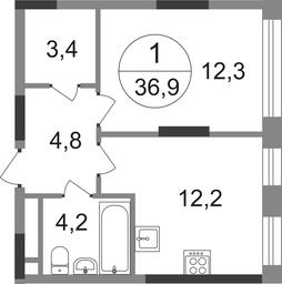 Apartment Sale, 36.9平方米 at Peredelkino Blizhnee, Korneya Chukovskogo Street, 1, Vnukovskoye Settlement, Moscow, Russia #2 Apartment Sale, 36.9平方米 at Peredelkino Blizhnee, Korneya Chukovskogo Street, 1, Vnukovskoye Settlement, Moscow, Russia #2