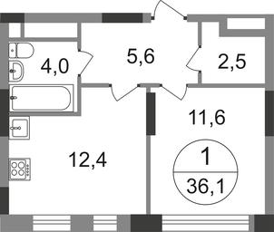 Apartment Sale, 36.1 sq. m. at Peredelkino Blizhnee, Korneya Chukovskogo Street, 1, Vnukovskoye Settlement, Moscow, Russia #2 Apartment Sale, 36.1 sq. m. at Peredelkino Blizhnee, Korneya Chukovskogo Street, 1, Vnukovskoye Settlement, Moscow, Russia #2