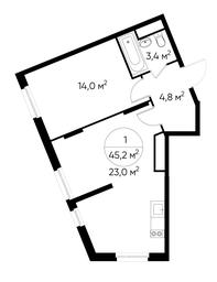 Apartment Sale, 45.2 sq. m. at Peredelkino Blizhnee, Korneya Chukovskogo Street, 1, Vnukovskoye Settlement, Moscow, Russia #2
