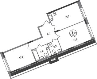 2-BD Apartment Sale, 55.7 sq. m. at Peredelkino Blizhnee, Korneya Chukovskogo Street, 1, Vnukovskoye Settlement, Moscow, Russia #2 2-BD Apartment Sale, 55.7 sq. m. at Peredelkino Blizhnee, Korneya Chukovskogo Street, 1, Vnukovskoye Settlement, Moscow, Russia #2