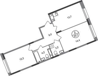 2-BD Apartment Sale, 55.7 sq. m. at Peredelkino Blizhnee, Korneya Chukovskogo Street, 1, Vnukovskoye Settlement, Moscow, Russia #2 2-BD Apartment Sale, 55.7 sq. m. at Peredelkino Blizhnee, Korneya Chukovskogo Street, 1, Vnukovskoye Settlement, Moscow, Russia #2