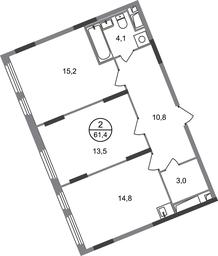2-BD Apartment Sale, 61.4 sq. m. at Peredelkino Blizhnee, Korneya Chukovskogo Street, 1, Vnukovskoye Settlement, Moscow, Russia #2 2-BD Apartment Sale, 61.4 sq. m. at Peredelkino Blizhnee, Korneya Chukovskogo Street, 1, Vnukovskoye Settlement, Moscow, Russia #2