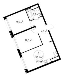 2-BD Apartment Sale, 53.1平方米 at Peredelkino Blizhnee, Korneya Chukovskogo Street, 1, Vnukovskoye Settlement, Moscow, Russia #2