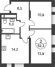 2-BD Apartment Sale, 52.3平方米 at Peredelkino Blizhnee, Korneya Chukovskogo Street, 1, Vnukovskoye Settlement, Moscow, Russia #2 2-BD Apartment Sale, 52.3平方米 at Peredelkino Blizhnee, Korneya Chukovskogo Street, 1, Vnukovskoye Settlement, Moscow, Russia #2