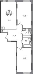 2-BD Apartment Sale, 66.9 sq. m. at Peredelkino Blizhnee, Korneya Chukovskogo Street, 1, Vnukovskoye Settlement, Moscow, Russia #2 2-BD Apartment Sale, 66.9 sq. m. at Peredelkino Blizhnee, Korneya Chukovskogo Street, 1, Vnukovskoye Settlement, Moscow, Russia #2