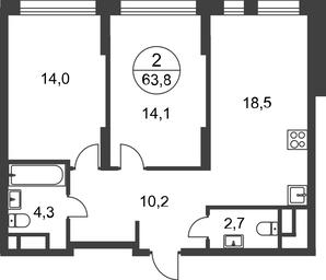 2-BD Apartment Sale, 63.8 sq. m. at Peredelkino Blizhnee, Korneya Chukovskogo Street, 1, Vnukovskoye Settlement, Moscow, Russia #2 2-BD Apartment Sale, 63.8 sq. m. at Peredelkino Blizhnee, Korneya Chukovskogo Street, 1, Vnukovskoye Settlement, Moscow, Russia #2