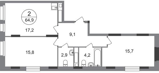 2-BD Apartment Sale, 64.9 sq. m. at Peredelkino Blizhnee, Korneya Chukovskogo Street, 1, Vnukovskoye Settlement, Moscow, Russia #4