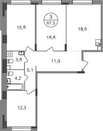 3-BD Apartment Sale, 87.3 sq. m. at Peredelkino Blizhnee, Korneya Chukovskogo Street, 1, Vnukovskoye Settlement, Moscow, Russia #2 3-BD Apartment Sale, 87.3 sq. m. at Peredelkino Blizhnee, Korneya Chukovskogo Street, 1, Vnukovskoye Settlement, Moscow, Russia #2