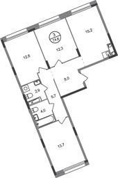 3-BD Apartment Sale, 74.6 sq. m. at Peredelkino Blizhnee, Korneya Chukovskogo Street, 1, Vnukovskoye Settlement, Moscow, Russia #2 3-BD Apartment Sale, 74.6 sq. m. at Peredelkino Blizhnee, Korneya Chukovskogo Street, 1, Vnukovskoye Settlement, Moscow, Russia #2