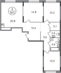 3-BD Apartment Sale, 89.3 sq. m. at Peredelkino Blizhnee, Korneya Chukovskogo Street, 1, Vnukovskoye Settlement, Moscow, Russia #2 3-BD Apartment Sale, 89.3 sq. m. at Peredelkino Blizhnee, Korneya Chukovskogo Street, 1, Vnukovskoye Settlement, Moscow, Russia #2