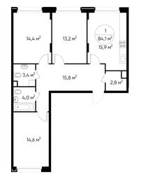 3-BD Apartment Sale, 84.1 sq. m. at Peredelkino Blizhnee, Korneya Chukovskogo Street, 1, Vnukovskoye Settlement, Moscow, Russia #2 3-BD Apartment Sale, 84.1 sq. m. at Peredelkino Blizhnee, Korneya Chukovskogo Street, 1, Vnukovskoye Settlement, Moscow, Russia #2