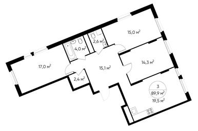 3-BD Apartment Sale, 89.9平方米 at Peredelkino Blizhnee, Korneya Chukovskogo Street, 1, Vnukovskoye Settlement, Moscow, Russia #2 3-BD Apartment Sale, 89.9平方米 at Peredelkino Blizhnee, Korneya Chukovskogo Street, 1, Vnukovskoye Settlement, Moscow, Russia #2