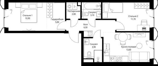 2-BD Apartment Sale, 56.7 sq. m. at VEER, Vereyskaya Street, Moscow, Russia #3 2-BD Apartment Sale, 56.7 sq. m. at VEER, Vereyskaya Street, Moscow, Russia #3