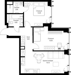 2-BD Apartment Sale, 62.4 sq. m. at VEER, Vereyskaya Street, Moscow, Russia #2 2-BD Apartment Sale, 62.4 sq. m. at VEER, Vereyskaya Street, Moscow, Russia #2