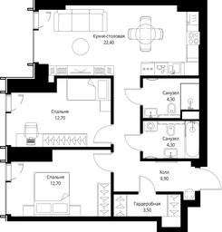 2-BD Apartment Sale, 69.8 sq. m. at VEER, Vereyskaya Street, Moscow, Russia #4
