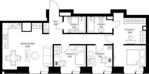 Продажа 3-комн. квартиры, 75,7 м² в ЖК «VEER», Верейская улица, Москва, Россия #4