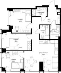 3-BD Apartment Sale, 82.1 sq. m. at VEER, Vereyskaya Street, Moscow, Russia #3 3-BD Apartment Sale, 82.1 sq. m. at VEER, Vereyskaya Street, Moscow, Russia #3