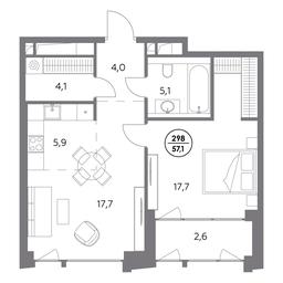 2-BD Apartment Sale, 57.1平方米 at Monblan, Shlyuzovaya Embankment, 2/1с1, Moscow, Russia #3