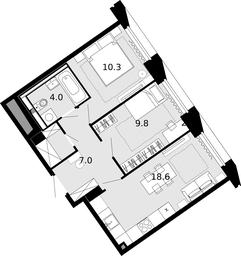 2-BD Apartment Sale, 50.1 sq. m. at Novaya Zvezda, Bachurinskaya ulitsa, 11, Settlement of Kommunarka, Moscow, Russia #2