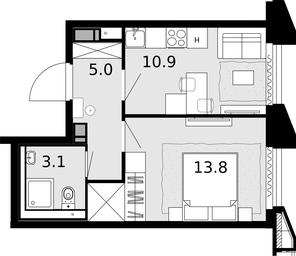 1-BD Apartment Sale, 33.6 sq. m. at Novaya Zvezda, Bachurinskaya ulitsa, 11, Settlement of Kommunarka, Moscow, Russia #4