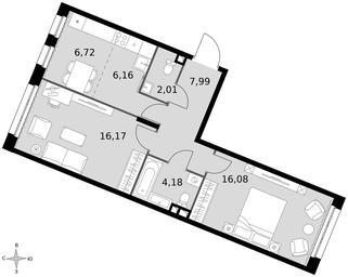 3-BD Apartment Sale, 59.31 sq. m. at Dvizhenie. Govorovo, Центральная улица, 47, деревня Говорово, поселение Московский, Москва, Россия #4