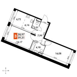 3-BD Apartment Sale, 59.31 sq. m. at Dvizhenie. Govorovo, Центральная улица, 47, деревня Говорово, поселение Московский, Москва, Россия #2
