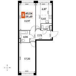 Продажа 3-комн. квартиры, 59,49 м² в ЖК «Движение. Говорово», Центральная улица, 47, деревня Говорово, поселение Московский, Москва, Россия #2