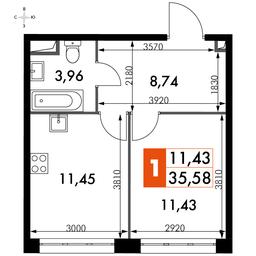 1-BD Apartment Sale, 35.58 sq. m. at Dvizhenie. Govorovo, Центральная улица, 47, деревня Говорово, поселение Московский, Москва, Россия #4