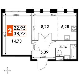 2-BD Apartment Sale, 38.77 sq. m. at Dvizhenie. Govorovo, Центральная улица, 47, деревня Говорово, поселение Московский, Москва, Россия #4