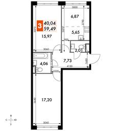 3-BD Apartment Sale, 59.49 sq. m. at Dvizhenie. Govorovo, Центральная улица, 47, деревня Говорово, поселение Московский, Москва, Россия #2 3-BD Apartment Sale, 59.49 sq. m. at Dvizhenie. Govorovo, Центральная улица, 47, деревня Говорово, поселение Московский, Москва, Россия #2