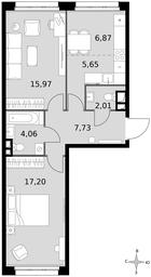 3-BD Apartment Sale, 59.49 sq. m. at Dvizhenie. Govorovo, Центральная улица, 47, деревня Говорово, поселение Московский, Москва, Россия #4