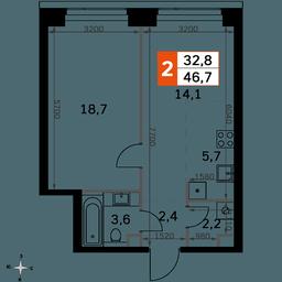 2-BD Apartment Sale, 46.7平方米 at Amber City, 3rd Khoroshyovsky Drive, 3А, Moscow, Russia #2 2-BD Apartment Sale, 46.7平方米 at Amber City, 3rd Khoroshyovsky Drive, 3А, Moscow, Russia #2