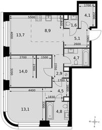 3-BD Apartment Sale, 77.4 sq. m. at Amber City, 3rd Khoroshyovsky Drive, 3А, Moscow, Russia #4