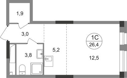 Apartment Sale, 26.4平方米 at Pervyi Moskovskiy, ulitsa Bianki, 1, Moskovskiy, Moscow, Russia #2