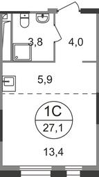 Apartment Sale, 27.1 sq. m. at Pervyi Moskovskiy, ulitsa Bianki, 1, Moskovskiy, Moscow, Russia #2