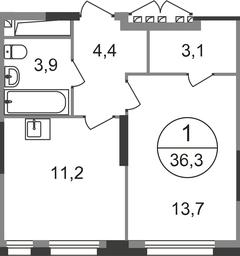 Apartment Sale, 36.3平方米 at Pervyi Moskovskiy, ulitsa Bianki, 1, Moskovskiy, Moscow, Russia #2 Apartment Sale, 36.3平方米 at Pervyi Moskovskiy, ulitsa Bianki, 1, Moskovskiy, Moscow, Russia #2