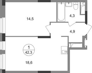 Apartment Sale, 42.3平方米 at Pervyi Moskovskiy, ulitsa Bianki, 1, Moskovskiy, Moscow, Russia #2