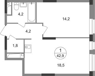 Apartment Sale, 42.9平方米 at Pervyi Moskovskiy, ulitsa Bianki, 1, Moskovskiy, Moscow, Russia #2 Apartment Sale, 42.9平方米 at Pervyi Moskovskiy, ulitsa Bianki, 1, Moskovskiy, Moscow, Russia #2
