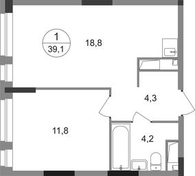 Apartment Sale, 39.1 sq. m. at Pervyi Moskovskiy, ulitsa Bianki, 1, Moskovskiy, Moscow, Russia #2 Apartment Sale, 39.1 sq. m. at Pervyi Moskovskiy, ulitsa Bianki, 1, Moskovskiy, Moscow, Russia #2