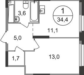Apartment Sale, 34.4 sq. m. at Pervyi Moskovskiy, ulitsa Bianki, 1, Moskovskiy, Moscow, Russia #2 Apartment Sale, 34.4 sq. m. at Pervyi Moskovskiy, ulitsa Bianki, 1, Moskovskiy, Moscow, Russia #2