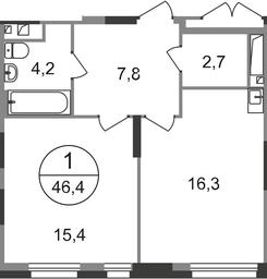 Apartment Sale, 46.4 sq. m. at Pervyi Moskovskiy, ulitsa Bianki, 1, Moskovskiy, Moscow, Russia #2 Apartment Sale, 46.4 sq. m. at Pervyi Moskovskiy, ulitsa Bianki, 1, Moskovskiy, Moscow, Russia #2