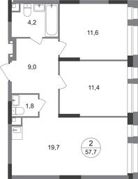 2-BD Apartment Sale, 57.7平方米 at Pervyi Moskovskiy, ulitsa Bianki, 1, Moskovskiy, Moscow, Russia #2 2-BD Apartment Sale, 57.7平方米 at Pervyi Moskovskiy, ulitsa Bianki, 1, Moskovskiy, Moscow, Russia #2