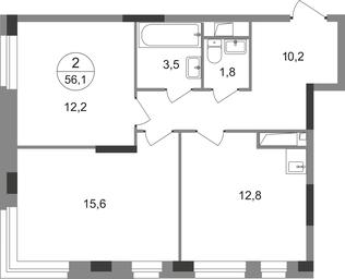 2-BD Apartment Sale, 56.1平方米 at Pervyi Moskovskiy, ulitsa Bianki, 1, Moskovskiy, Moscow, Russia #2 2-BD Apartment Sale, 56.1平方米 at Pervyi Moskovskiy, ulitsa Bianki, 1, Moskovskiy, Moscow, Russia #2