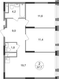 2-BD Apartment Sale, 57.7 sq. m. at Pervyi Moskovskiy, ulitsa Bianki, 1, Moskovskiy, Moscow, Russia #2 2-BD Apartment Sale, 57.7 sq. m. at Pervyi Moskovskiy, ulitsa Bianki, 1, Moskovskiy, Moscow, Russia #2