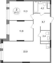 2-BD Apartment Sale, 61.3 sq. m. at Pervyi Moskovskiy, ulitsa Bianki, 1, Moskovskiy, Moscow, Russia #2 2-BD Apartment Sale, 61.3 sq. m. at Pervyi Moskovskiy, ulitsa Bianki, 1, Moskovskiy, Moscow, Russia #2