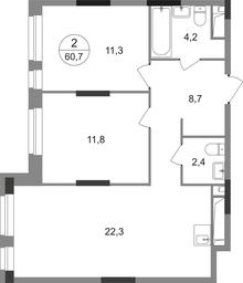 Продажа 2-комн. квартиры, 60,7 м² в ЖК «Первый Московский», улица Бианки, 1, Московский, Москва, Россия #2 Продажа 2-комн. квартиры, 60,7 м² в ЖК «Первый Московский», улица Бианки, 1, Московский, Москва, Россия #2