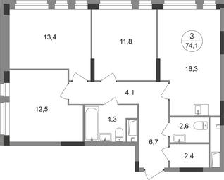 3-BD Apartment Sale, 74.1平方米 at Pervyi Moskovskiy, ulitsa Bianki, 1, Moskovskiy, Moscow, Russia #2 3-BD Apartment Sale, 74.1平方米 at Pervyi Moskovskiy, ulitsa Bianki, 1, Moskovskiy, Moscow, Russia #2