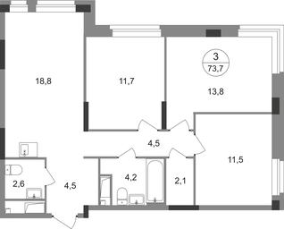 3-BD Apartment Sale, 73.7 sq. m. at Pervyi Moskovskiy, ulitsa Bianki, 1, Moskovskiy, Moscow, Russia #2 3-BD Apartment Sale, 73.7 sq. m. at Pervyi Moskovskiy, ulitsa Bianki, 1, Moskovskiy, Moscow, Russia #2