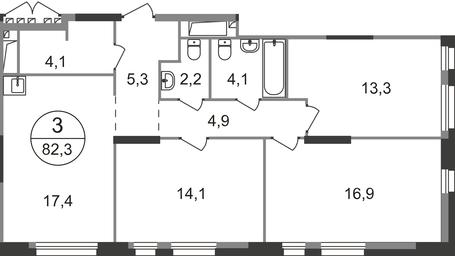 3-BD Apartment Sale, 82.3平方米 at Pervyi Moskovskiy, ulitsa Bianki, 1, Moskovskiy, Moscow, Russia #2 3-BD Apartment Sale, 82.3平方米 at Pervyi Moskovskiy, ulitsa Bianki, 1, Moskovskiy, Moscow, Russia #2